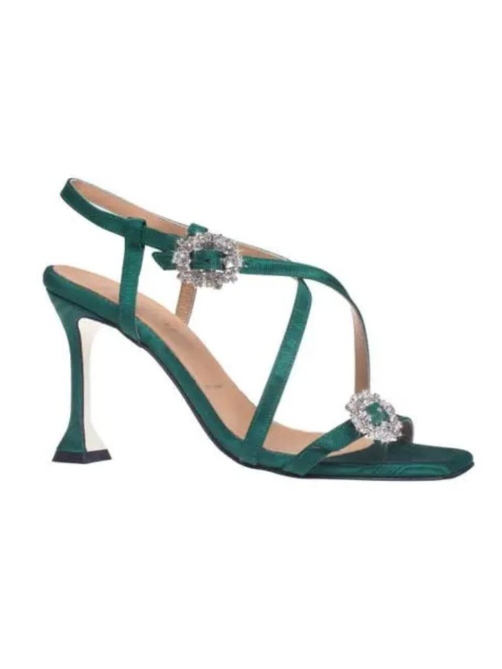 NEW Ron White Nicolette Crystal Buckle Heel Sandal Green EU 37.5 US 7 $795 [jb]
